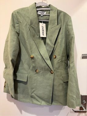 Argent Women's Double-Breasted sage/ pistachio Green linen Blazer (NWT)